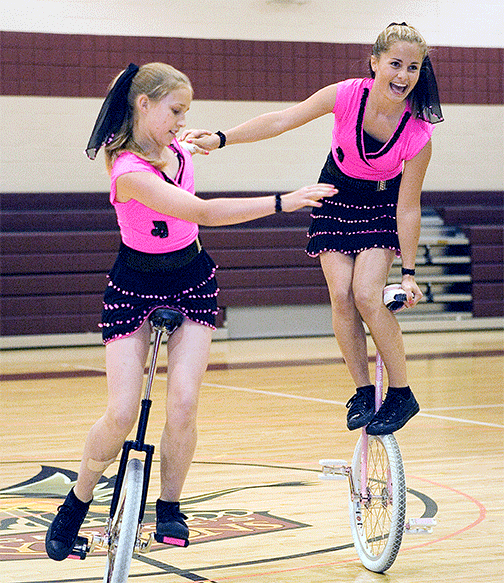 Unicyclist performers
