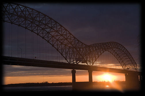 Memphis Arkansas Bridge at Sunset